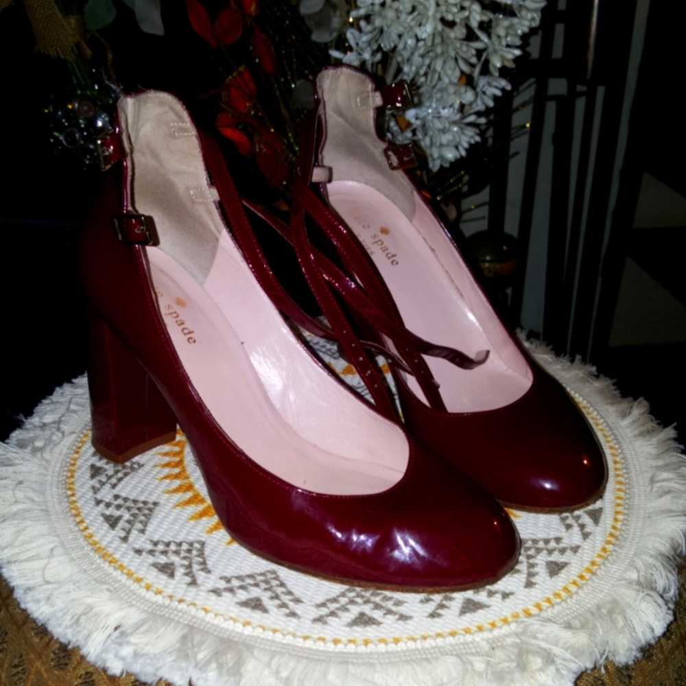 Kate Spade Deep Red pumps with buckle